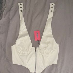 Faux Leather Cupped Corset